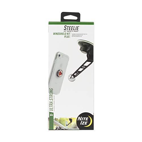 Nite Ize Steelie Windschutzscheibenhalterung Kit Plus – Magnetische Auto-Windschutzscheibenhalterung für Smartphones mit 2 x Haltekraft und wiederbelebbarem Magnetadapter von Nite Ize