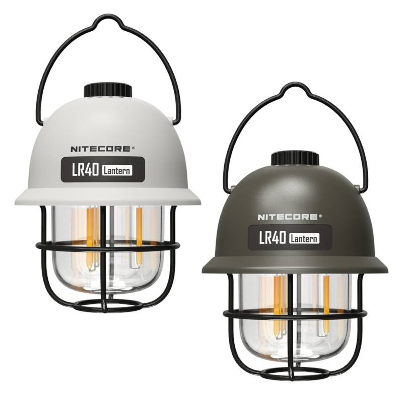 2 Stück Nitecore LR40 Campingleuchte inklusive Akku, 1x Gehäusefarbe weiss, 1x oliv von Nitecore