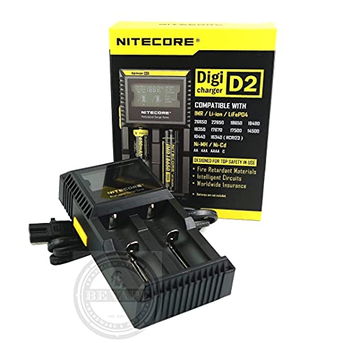 NiteCore Digicharger D2 universalladegrät für Li-Ion/IMR/LiFePO4/NiMH/Ni-Cd Akku (LCD-Display, Output Current: 2X 500mA) von Nitecore