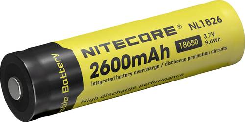 NiteCore NL1826 Spezial-Akku 18650 Li-Ion 3.7V 2600 mAh NiteCore NL1826 Spezial-Akku 18650 Li-Ion 3.7V 2600 mAh von Nitecore