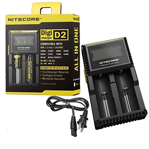 Nitecore D2 Ladegerät mit LCD Display Universal Smart Charger für wiederaufladbare Akkus IMR/Li-ion/LiFePO4/Ni-MH/Ni-Cd von Nitecore