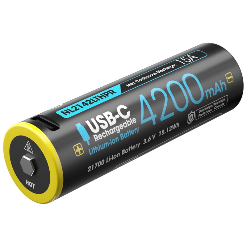 Nitecore Li-Ion Akku Typ 21700 NL2142LTHPR 3,6V 4200mAh USB-C Nitecore Li-Ion Akku Typ 21700 NL2142LTHPR 3,6V 4200mAh USB-C von Nitecore