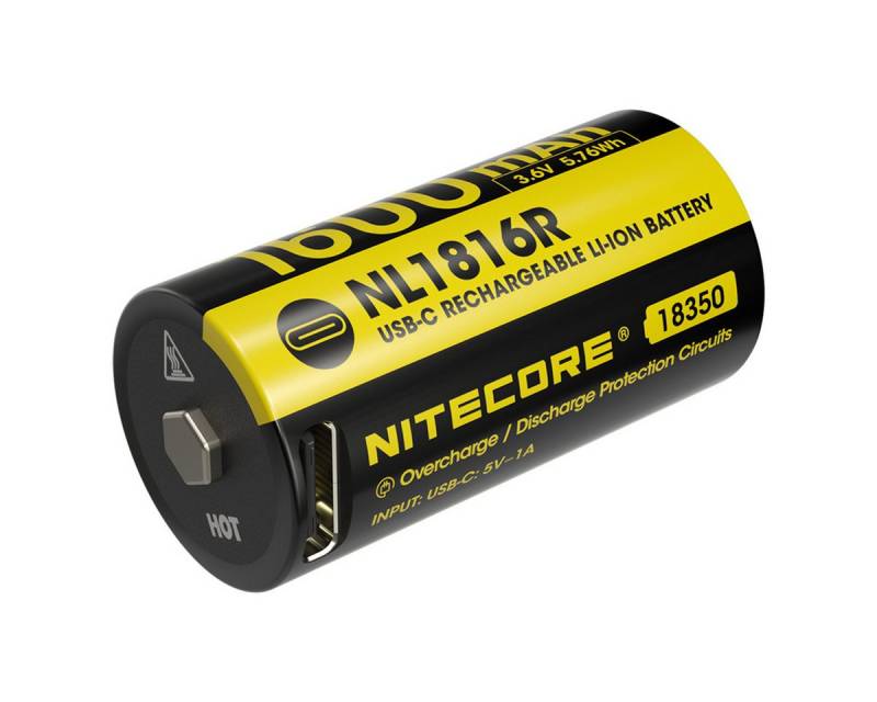 Nitecore NL1816R 18350 - Li-Ion Akku 1600mAh mit USB-Anschluss Akku von Nitecore