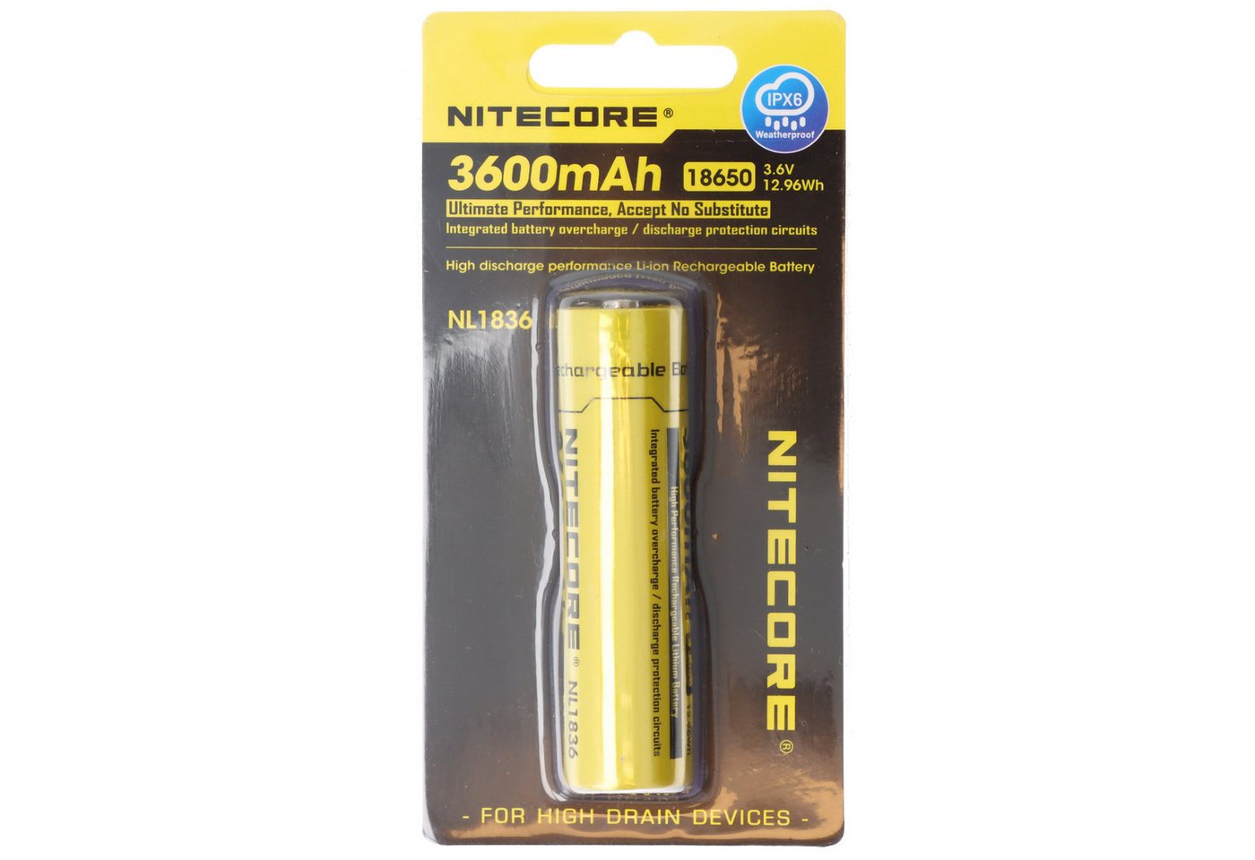 Nitecore Nitecore Li-Ion Akku Typ 18650 3600mAh, NL1836R, mit USB-C-Ladeanschl Akku 3600 mAh (3,6 V) von Nitecore