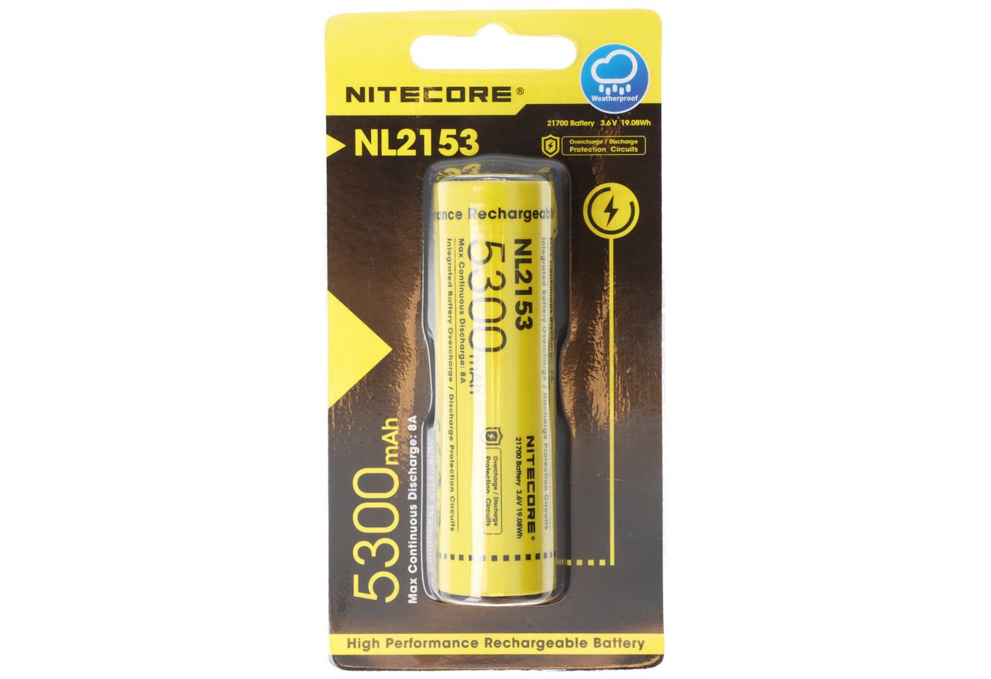 Nitecore Nitecore Li-Ion Akku Typ 21700 mit 5300mAh NL2153 mit Schutzschaltung Akku 5300 mAh (3,6 V) von Nitecore