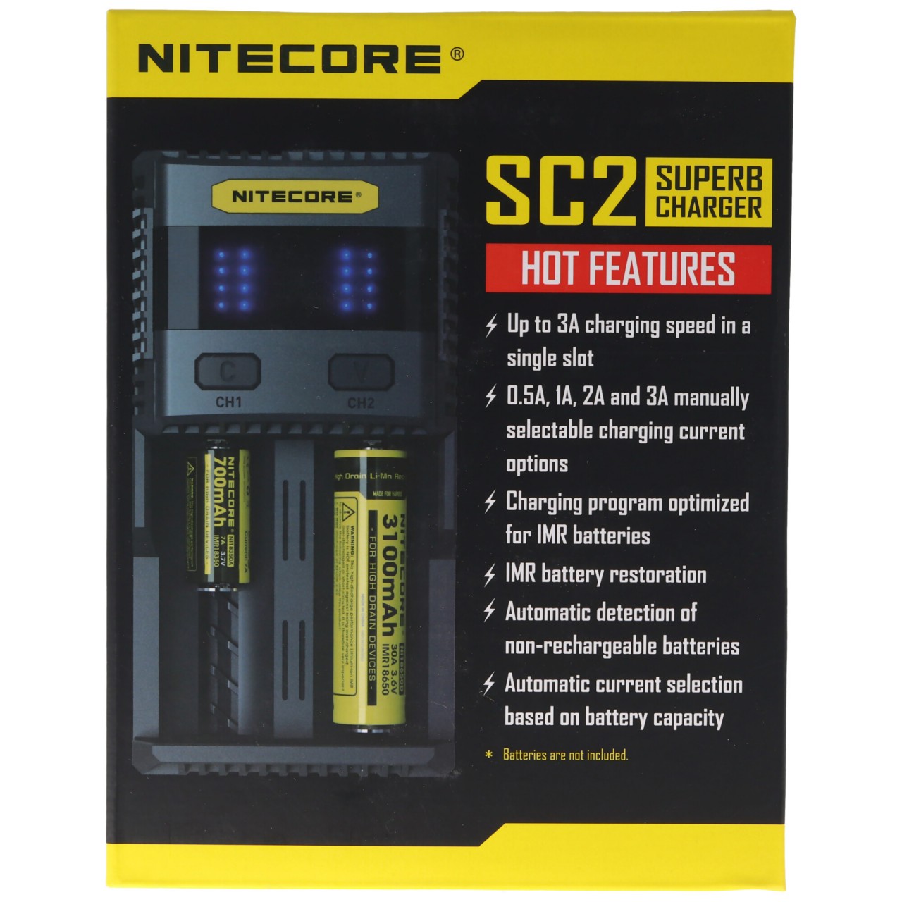 Nitecore SC2 Schnell-Ladegerät 2fach mit max. 3A Ladestrom, lädt Akkus bis max. Länge 71mm Nitecore SC2 Schnell-Ladegerät 2fach mit max. 3A Ladestrom, lädt Akkus bis max. Länge 71mm von Nitecore