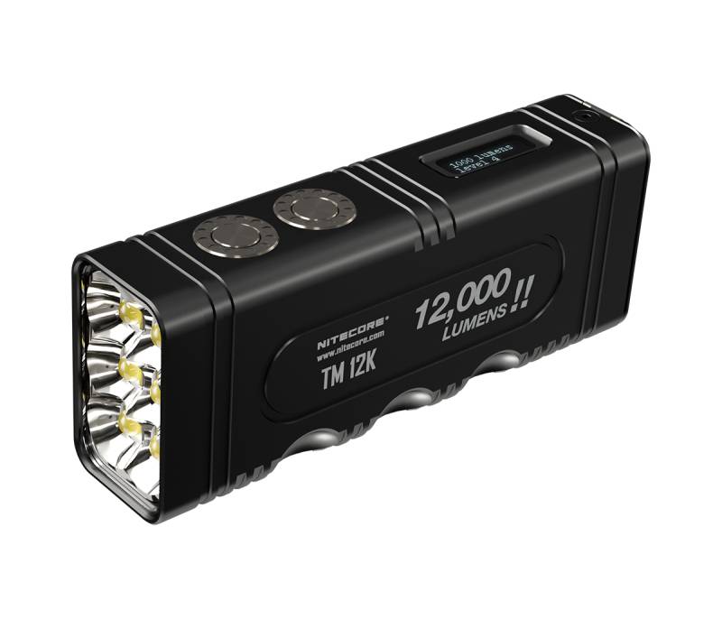 Nitecore TM12K LED-Taschenlampe mit 12000 Lumen, ergonomisches Gehäuse, OLED-Display, eingebauter 21700 4800mAh Li-Ion Akku von Nitecore