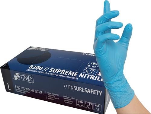 Nitras Einweghandschuh SUPREME NITRILE Gr.L blau Nitril EN374 PSA III 100 St. von Nitras