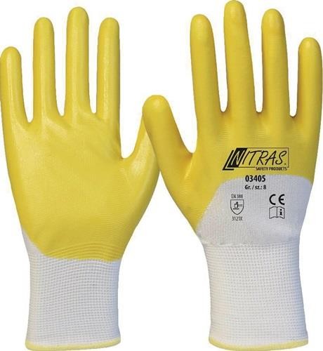 Nitras Handschuhe 03405 Gr.11 weiß/gelb PES m.Nitril EN 388 PSA II 12 03405-11 von Nitras