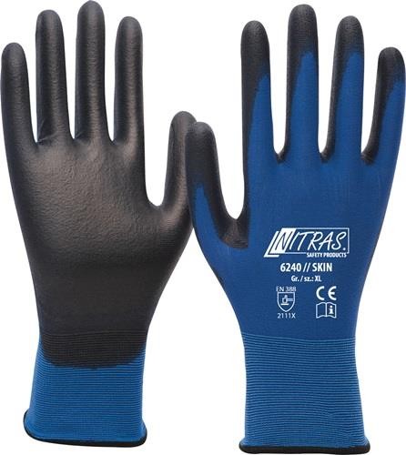 Nitras Handschuhe Skin Gr.9 blau/schwarz EN 388 PSA II 6240-9 von Nitras