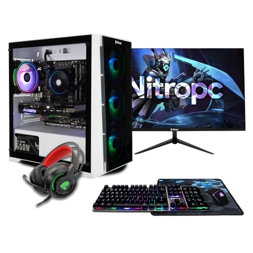 NitroPC - Pack Gold Plus | Gaming PC komplett Set (AMD Ryzen 5 5500 6/12 4.4GHz, GTX 1660 S 6GB, RAM 16GB, SSD 480GB + HDD 1TB, Windows 11, RGB | WiFi, 22" Monitor, tastaur, Maus, Headset) Desktop pc von NitroPC