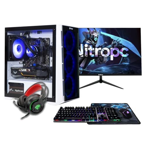 NitroPC - Pack Silver Plus | Gaming PC komplett Set (Intel i5 11400 6/12 4.4GHz, GTX 1650 4GB, RAM 16GB, SSD 480GB + HDD 1TB, Windows 11, RGB | WiFi, 22" Monitor, tastaur, Maus, Headset) Desktop PC von NitroPC