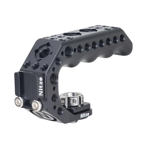 Nitze ARRI Top Hanlde,Camera Cage Griff mit mit 3/8" ARRI Locating Pins,Oberer Kameragriff mit Cold Shoe Adapter,Universal Video Rig für DSLR-Kamera und Käfigs (Lil Stinger Handle) -PA28M-BK von Nitze