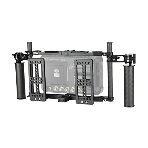 Nitze Director’s Monitor Cage with Lightweight Carbon Fiber Handles, Director’Monitorkäfig with Two Cheese Plates and Rods Compatible with Any Monitor up to 10" for Atomos/Feelworld/Portkeys-JSQ-003 von Nitze