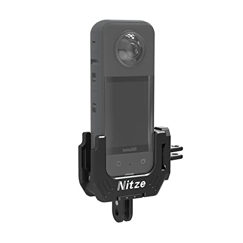 Nitze Half Cage für Insta 360 X3, Kamera Käfig mit 1/4" Gewindelöchern und Positionierungslöchern, Metallkäfig mit klappbaren Fingeradaptern und Dual Cold Shoes für Videolicht, Mikrofon – T-IN01A von Nitze