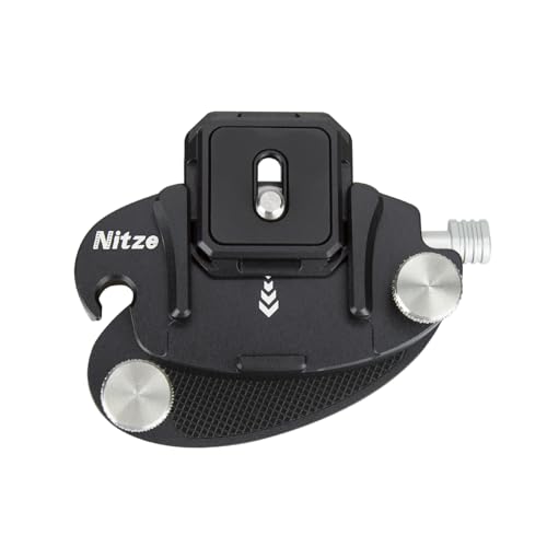 Nitze Kamera Clip, Aluminium Camera Clip, Kamera Rucksack Clip mit 4-seitig montierbarer Arca Quick Release Platte für DSLR/Mirroless Kamera, Action Kamera - N58A von Nitze