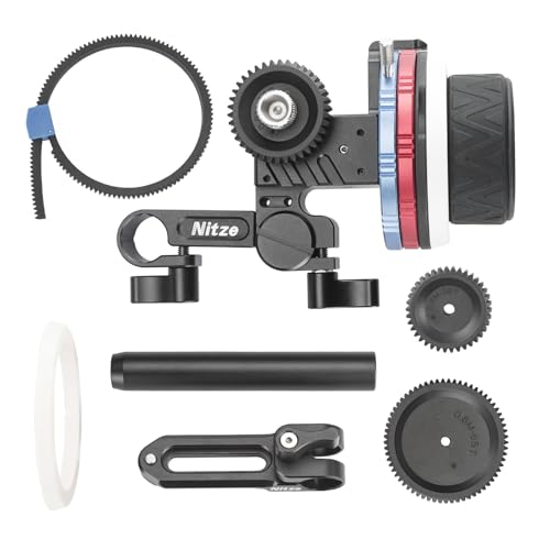 Nitze Mini Follow Focus Kit mit 3 Drive Gears, Follow Focus mit A/B Stopps für DSLR Kamera mit 15 mm Rod und Rod Clamp mit NATO Rail für Sony A7 A9 FX3 FX30 GH5 S5 Cage - MF15C von Nitze