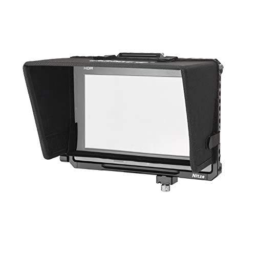 Nitze Monitorkäfig mit Sunhood HDMI USB-C Kabelklemme kompatibel mit Blackmagic Design BMD Video Assist 7 Zoll 12G HDR Aufnahme von Nitze