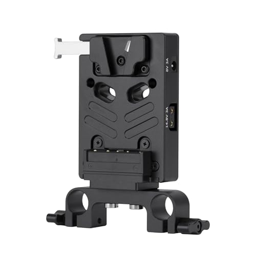 Nitze V Mount Battery Adapter Plate, V-Mount Batterie Akku Adapterplatte mit 15-mm-Stabklemme, Zwei 14,8V/3A D-Abgriffen und einem 8V/3A DC und einem PD 3.0 USB-C-Ausgang - N21-D7 von Nitze