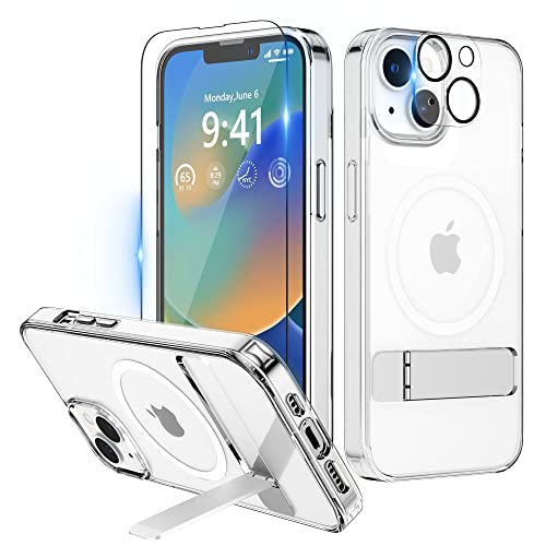 Niunisi Magnetic Case für iPhone 14 Hülle 6.1-Zoll (2022), Slim Ständer mit Bildschirmschutz Kompatibel mit Magsafe Handyhülle Stoßfeste Durchsichtig Klar Schutzhülle Phone Case Cover, Klar von Niunisi