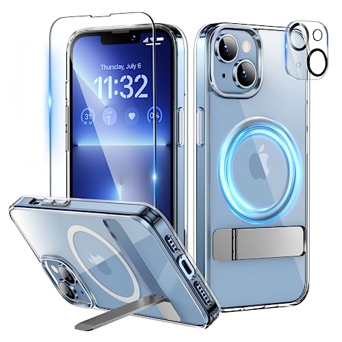 Niunisi Magnetic Case für iPhone 14 Plus Hülle 6.7-Zoll (2022), Slim Ständer mit Bildschirmschutz Kompatibel mit Magsafe Handyhülle Stoßfeste Klar Schutzhülle Phone Case Cover, Klar von Niunisi