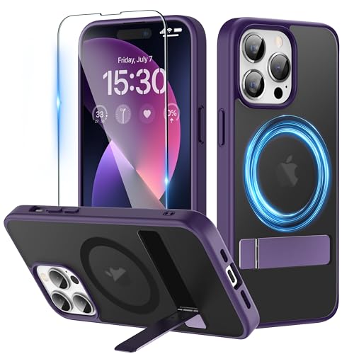 Niunisi Magnetic für iPhone 13 Pro Max Hülle mit Ständer, unsichtbare Ringhalterung mit Panzerglas Handyhülle kompatibel mit MagSafe Schutzhülle Matt Stoßfest iPhone 13 Pro Max Case 6.7-Zoll, Violett Niunisi Magnetic für iPhone 13 Pro Max Hülle mit Ständer, unsichtbare Ringhalterung mit Panzerglas Handyhülle kompatibel mit MagSafe Schutzhülle Matt Stoßfest iPhone 13 Pro Max Case 6.7-Zoll, Violett von Niunisi