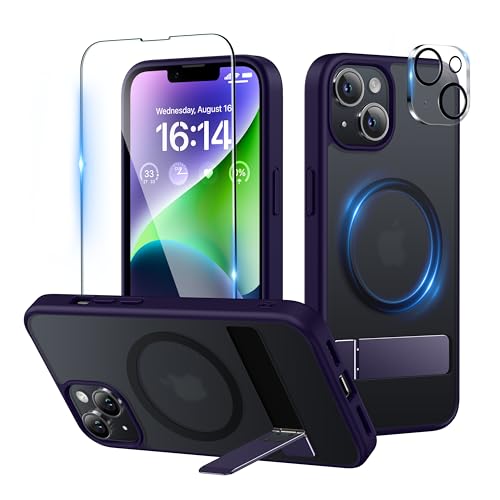 Niunisi Magnetic für iPhone 14 Plus Hülle, Slim Ständer mit Panzerglas Kompatibel mit Magsafe Handyhülle Stoßfeste Schutzhülle Phone Case Cover, Lila Niunisi Magnetic für iPhone 14 Plus Hülle, Slim Ständer mit Panzerglas Kompatibel mit Magsafe Handyhülle Stoßfeste Schutzhülle Phone Case Cover, Lila von Niunisi