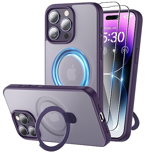 Niunisi Magnetic für iPhone 15 Pro Max Hülle mit Ständer, unsichtbare Ringhalterung mit Panzerglas Handyhülle kompatibel mit MagSafe Schutzhülle Matt Stoßfest iPhone 15 Pro Max Case 6.7-Zoll, Violett Niunisi Magnetic für iPhone 15 Pro Max Hülle mit Ständer, unsichtbare Ringhalterung mit Panzerglas Handyhülle kompatibel mit MagSafe Schutzhülle Matt Stoßfest iPhone 15 Pro Max Case 6.7-Zoll, Violett von Niunisi