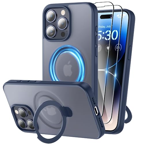 Niunisi Magnetic für iPhone 15 Pro Max Hülle mit Ständer, unsichtbare Ringhalterung mit Panzerglas Handyhülle kompatibel mit MagSafe Schutzhülle Matt Stoßfest iPhone 15 Pro Max Case 6.7-Zoll, Blau Niunisi Magnetic für iPhone 15 Pro Max Hülle mit Ständer, unsichtbare Ringhalterung mit Panzerglas Handyhülle kompatibel mit MagSafe Schutzhülle Matt Stoßfest iPhone 15 Pro Max Case 6.7-Zoll, Blau von Niunisi