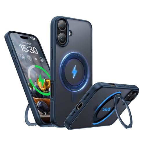 Niunisi Magnetische 360°Ring für iPhone 16 Hülle mit Ständer, Kompatibel mit Magnetic Militär-Grade stoßfeste Schutzhülle Drehbarer Kickstand Handyhülle für iPhone 16 6.1", Blau Niunisi Magnetische 360°Ring für iPhone 16 Hülle mit Ständer, Kompatibel mit Magnetic Militär-Grade stoßfeste Schutzhülle Drehbarer Kickstand Handyhülle für iPhone 16 6.1", Blau von Niunisi
