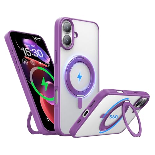 Niunisi Magnetische 360°Ring für iPhone 16 Hülle mit Ständer, Kompatibel mit Magnetic Militär-Grade stoßfeste Schutzhülle Drehbarer Kickstand Handyhülle für iPhone 16 6.1", Lila Niunisi Magnetische 360°Ring für iPhone 16 Hülle mit Ständer, Kompatibel mit Magnetic Militär-Grade stoßfeste Schutzhülle Drehbarer Kickstand Handyhülle für iPhone 16 6.1", Lila von Niunisi