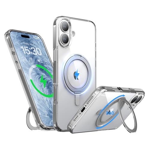 Niunisi Magnetische 360°Ring für iPhone 16 Plus Hülle mit Ständer, Kompatibel mit Magnetic Militär-Grade stoßfeste Schutzhülle Drehbarer Kickstand Handyhülle für iPhone 16 Plus 6.7", Transparent Niunisi Magnetische 360°Ring für iPhone 16 Plus Hülle mit Ständer, Kompatibel mit Magnetic Militär-Grade stoßfeste Schutzhülle Drehbarer Kickstand Handyhülle für iPhone 16 Plus 6.7", Transparent von Niunisi