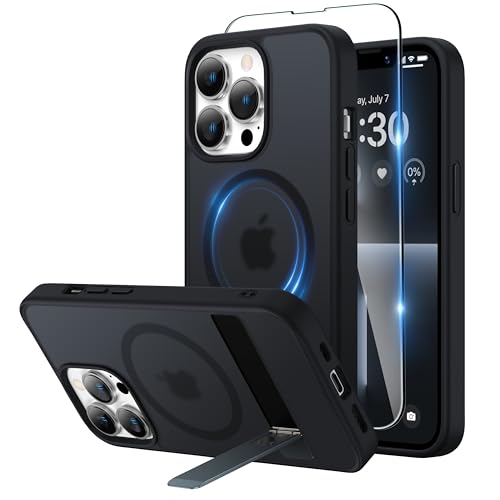 Niunisi Magnetic für iPhone 13 Pro Hülle mit Ständer, unsichtbare Ringhalterung mit Panzerglas Handyhülle kompatibel mit MagSafe Schutzhülle Matt Stoßfest iPhone 13 Pro Case,Schwarz Niunisi Magnetic für iPhone 13 Pro Hülle mit Ständer, unsichtbare Ringhalterung mit Panzerglas Handyhülle kompatibel mit MagSafe Schutzhülle Matt Stoßfest iPhone 13 Pro Case,Schwarz von Niunisi