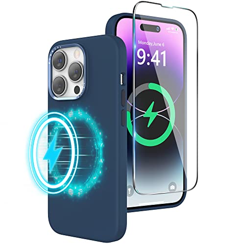 Niunisi Premium Liquid Silikon für iPhone 14 Pro Hülle mit MagSafe, Glatte dünne Silikonhülle, stoßfest, Kratzfester weicher Mikrofaser-Innenfutte mit iPhone 14 Pro Case, Sturm Blau Niunisi Premium Liquid Silikon für iPhone 14 Pro Hülle mit MagSafe, Glatte dünne Silikonhülle, stoßfest, Kratzfester weicher Mikrofaser-Innenfutte mit iPhone 14 Pro Case, Sturm Blau von Niunisi