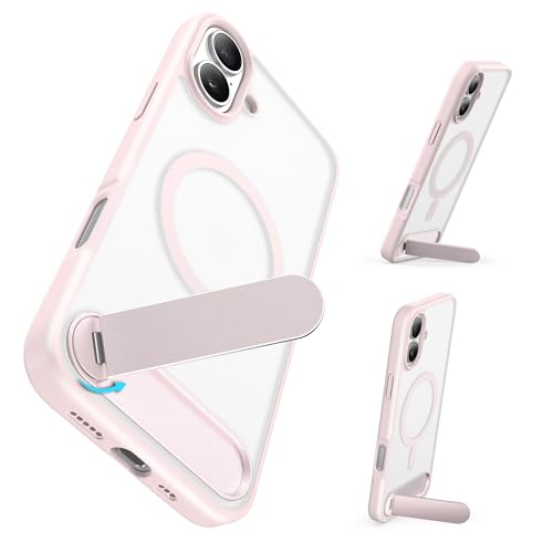 Niunisi für iPhone 16 Hülle mit Ständer, Kompatibel mit Mag-Safe Adjustable Kickstand Handyhülle Magnetisch Stossfest Schutzhülle für iPhone 16 6.1", Rosa von Niunisi