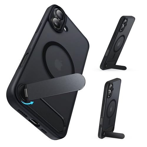Niunisi für iPhone 16 Hülle mit Ständer, Kompatibel mit Mag-Safe Adjustable Kickstand Handyhülle Magnetisch Stossfest Schutzhülle für iPhone 16 6.1", Schwarz Niunisi für iPhone 16 Hülle mit Ständer, Kompatibel mit Mag-Safe Adjustable Kickstand Handyhülle Magnetisch Stossfest Schutzhülle für iPhone 16 6.1", Schwarz von Niunisi
