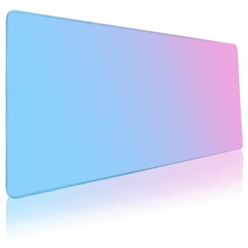 Niviy Gaming Mauspad Mauspad 900x400 Mit Genähten Kanten Mousepad XXL 35.4X15.7in Schreibtisch Protector Matte mit Anti Rutsch Basis für Gaming,Büro,Zuhause (Rosa Blauer Farbverlauf) von Niviy