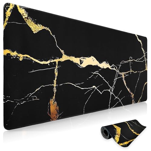 Niviy Gaming Mousepad 800x350mm Schwarz Marmor-Mauspad mit Genähten Kanten,Rutschfester Schreibtischunterlage mit Motiv Verbessert Präzision und Geschwindigkeit,Für Büro und Zuhause Niviy Gaming Mousepad 800x350mm Schwarz Marmor-Mauspad mit Genähten Kanten,Rutschfester Schreibtischunterlage mit Motiv Verbessert Präzision und Geschwindigkeit,Für Büro und Zuhause von Niviy