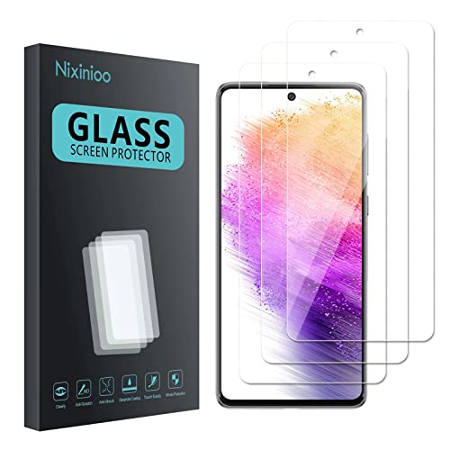 [3 Stück] Schutzfolie Für Samsung Galaxy A73, 9H Härte Schutzglas Panzerglasfolie [Fingerabdruck-ID unterstützen] [Kratzfest] HD Clear Displayschutzfolie von Nixinioo