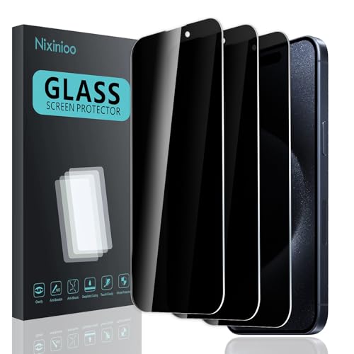 Nixinioo [3 Stück] Sichtschutz Schutzfolie für iPhone 15/iPhone 16/iPhone 15 pro, Anti-Spy Schutzglas, Sichtschutzfolie, [Anti-Spion] [9H Härte ] [Bläschenfrei] [Kratzfest] von Nixinioo