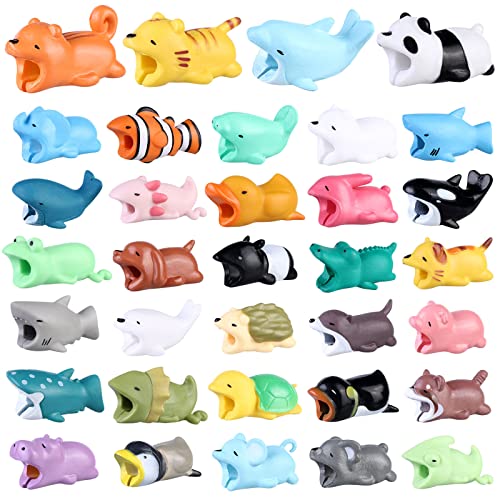 34 Pcs Kabelschutz Tiere, Kabelschutz Niedlichen Tierbeißen, Kabelbruch Schutz Tiere Kabel Silikon Protector Tiereschützen Handy Kabelschutz Niedlicher Tierform Cable Protector Organizer Geeignet von Nizirioo