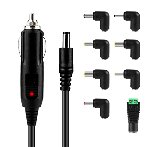 Ladekabel Auto Zigarettenanzünder KFZ Ladegerät: 12W Auto Ladegerät Universal-Netzkabel mit 8 DC Adapter, Ladekabel Auto für DVD-Player GPS Lautsprecher Etikettendrucker Kamera Router LED Lichtleisten von Nizirioo