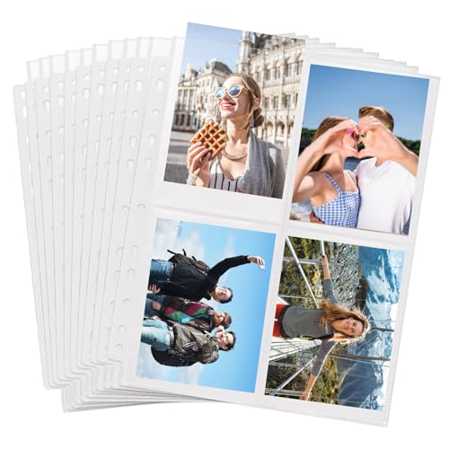 Nizirioo 100 Stück Fotohüllen Din A4 Fotosichthüllen, Transparent Postkartenhüllen 4 Fach Geteilt Prospekthülle Sammelhüllen Seiten Fotohülle Zum Schutz Von Postkarten Fotos, Dokumente von Nizirioo