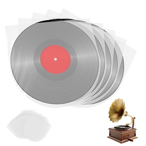 Nizirioo 100 Stück Schallplatten Innenhüllen, 12 Zoll Plattenhüllen Transparent, Schutzhüllen, 306mm X 308mm Lp Innenhüllen Antistatisch Vinyl Protected Lp Schallplatten Innenhüllen von Nizirioo