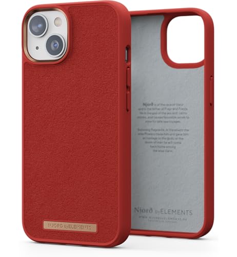 Njord Collections Comfort+ Handyhülle - Geeignet für iPhone 14 Plus - Hochwertiges Wildleder - Recyceltes Material - 2 Meter Fallschutz - Mag-Kompatibel - orange von Njord Collections