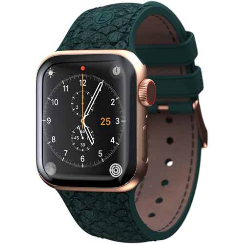 Njord Collections Apple Watch Ultra Armband - 44/45mm - Hochwertiges Smartwatch-Armband aus lachsfarbenem Leder - Komfortables Design - Strapazierfähiges Material - Grün von Njord Collections