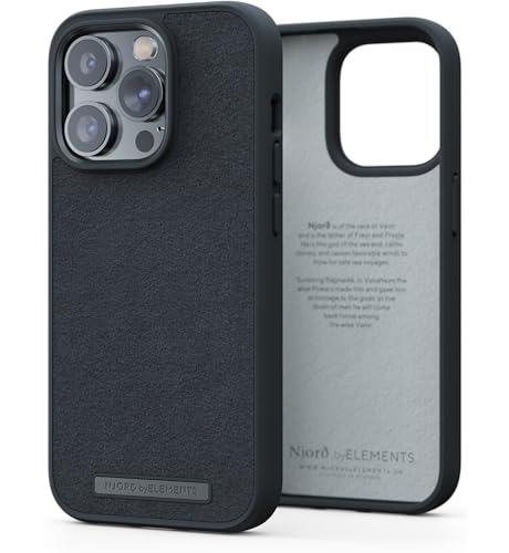 Njord Collections Comfort+ Handyhülle - Geeignet für iPhone 14 Pro Max - Hochwertiges Wildleder - Recyceltes Material - 2 Meter Fallschutz - Mag-Kompatibel - Schwarz von Njord Collections