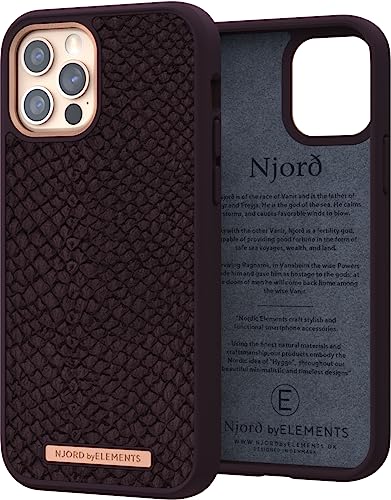 Njord Collections iPhone 12 Mini Tasche - Handytasche aus hochwertigem Lachsleder - Reycled / Langlebiges Material - 2 Meter Fallschutz - Geeignet für Magsafe / Kabelloses Laden - Lila von Njord Collections