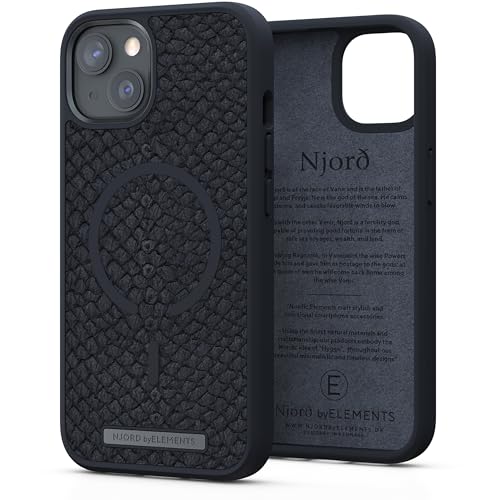 Njord Collections iPhone 13 Tasche - Handytasche aus hochwertigem Lachsleder - Reycled/Strapazierfähiges Material - 2 Meter Fallschutz - Geeignet für Magsafe/Kabelloses Laden - Grau Njord Collections iPhone 13 Tasche - Handytasche aus hochwertigem Lachsleder - Reycled/Strapazierfähiges Material - 2 Meter Fallschutz - Geeignet für Magsafe/Kabelloses Laden - Grau von Njord Collections