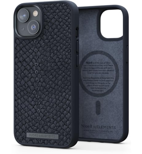 Njord Collections iPhone 14 Plus Tasche - Handytasche aus hochwertigem Lachsleder - Reycled/Strapazierfähiges Material - 2 Meter Fallschutz - Geeignet für Magsafe/Kabelloses Laden - Schwarz Njord Collections iPhone 14 Plus Tasche - Handytasche aus hochwertigem Lachsleder - Reycled/Strapazierfähiges Material - 2 Meter Fallschutz - Geeignet für Magsafe/Kabelloses Laden - Schwarz von Njord Collections
